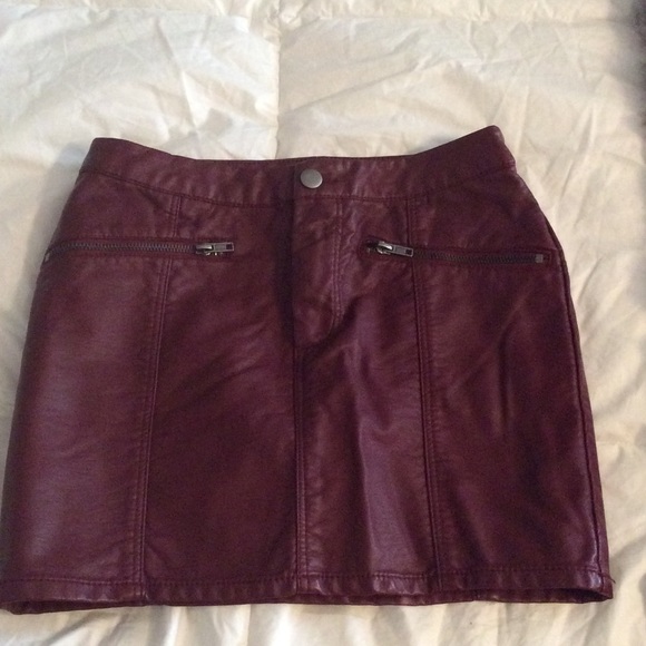Burgundy leather skirt