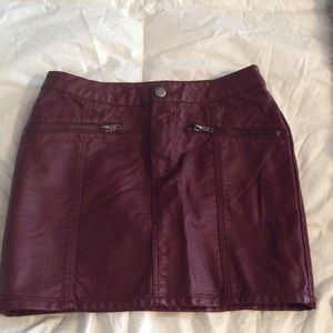 Burgundy leather skirt