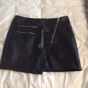 Black leather high waisted skirt