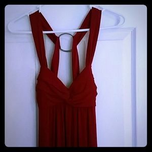 Long red gown with low back