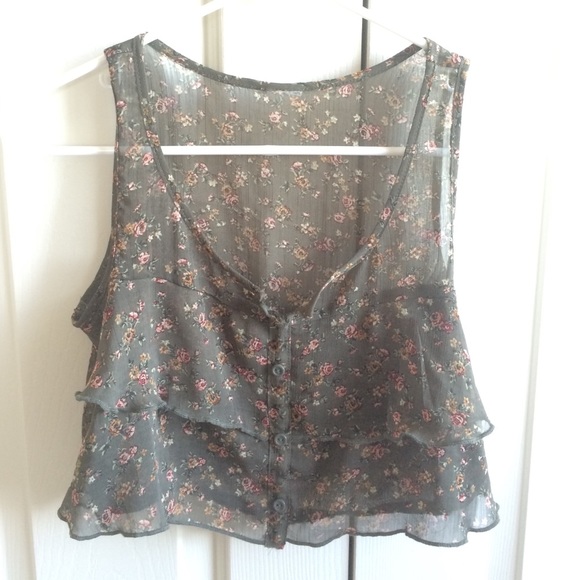 Floral button up crop top