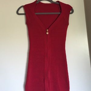 Red body con dress