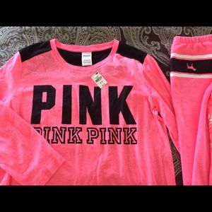 Pink skinny sweats and top