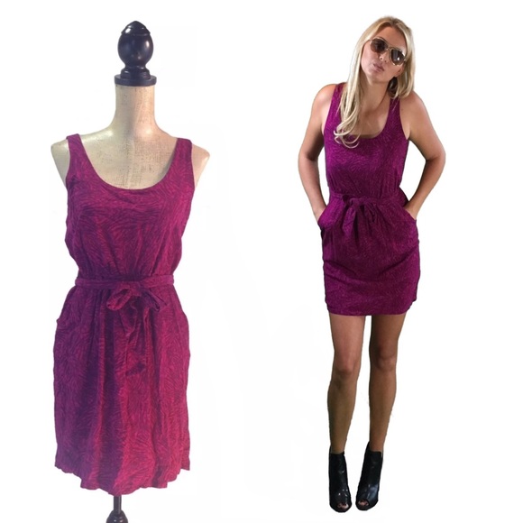 Mossimo Pink Printed Belted Sleeveless Dress #1036