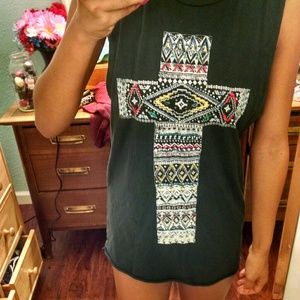 Forever 21 tribal cross shirt dress