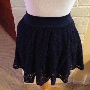 Navy, lace skater skirt.