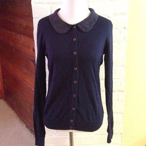 Long sleeved, navy cardigan