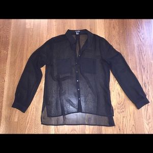 Forever21 Sheer black button down shirt