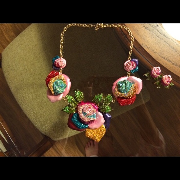 Rose necklace and earrings