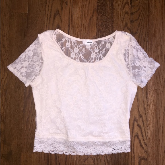 Garage Cream lace crop top