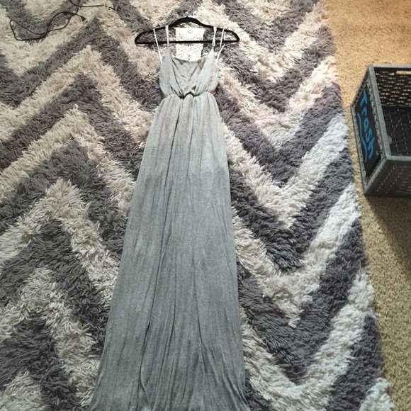 A gray maxi dress