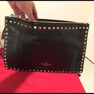 Valentino gold & black Rockstud clutch