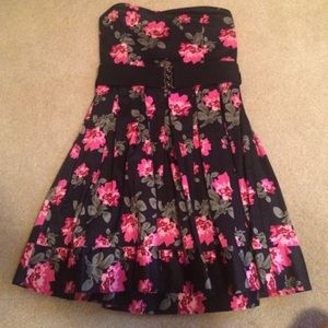 Strapless black floral dress from forever 21!