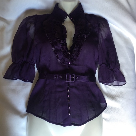 (NEW)BeBe purple sheer blouse