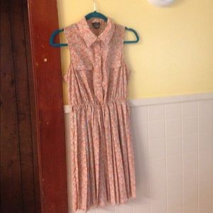 Peach floral  double pocket dress