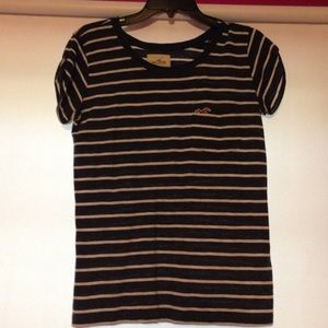 Hollister - dark gray/white striped crewneck shirt