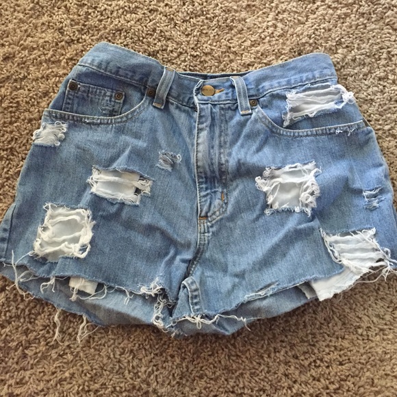 L. L. Bean Ripped High Waisted Jean Shorts