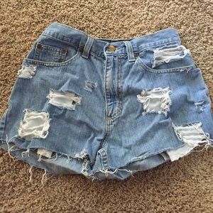 L. L. Bean Ripped High Waisted Jean Shorts