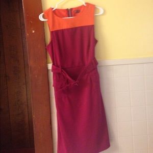 Orange and purple dress that comes with a belt