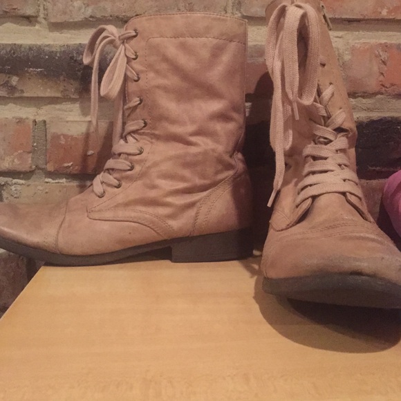 Tan combat boots