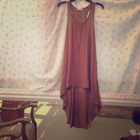 High low, racer back, neutral dress