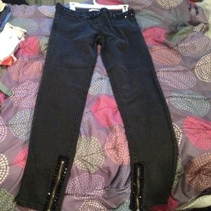Black jeans with black jewels