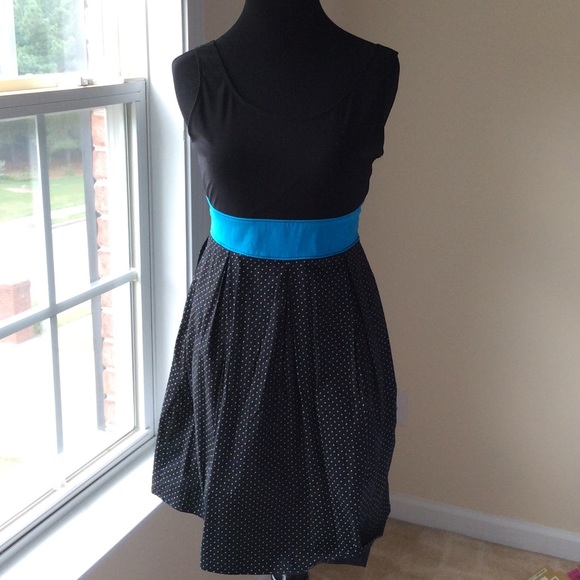 Chic Black Dress with Blue Belt