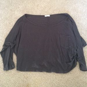 Brown flowy long sleeve crop top
