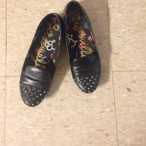 Black rhinestone loafers/ flats