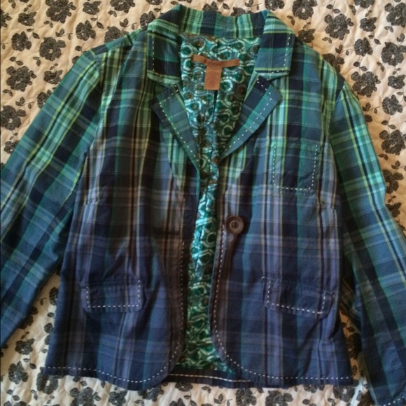 Old Navy blue/green plaid blazer S