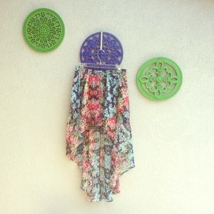 Floral high low skirt