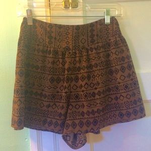 Brown Tribal Print Flowy Shorts/Skirt