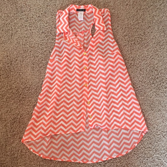Orange and White Chevron Blouse