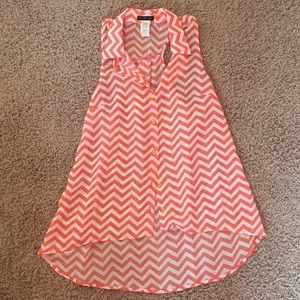 Orange and White Chevron Blouse