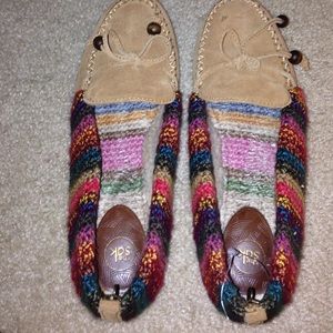 Colorful fur slip on shoes