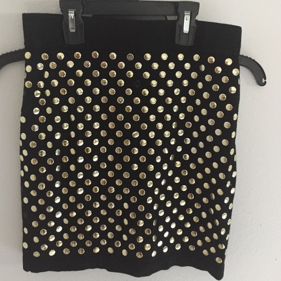 Black & Gold Studded Mini Skirt