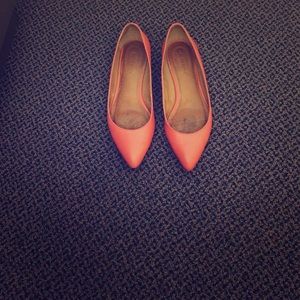 coral pointed toe flats