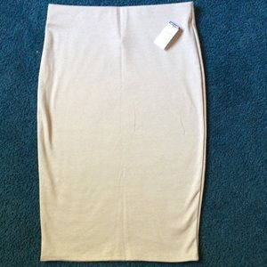 Beige stretch pencil skirt