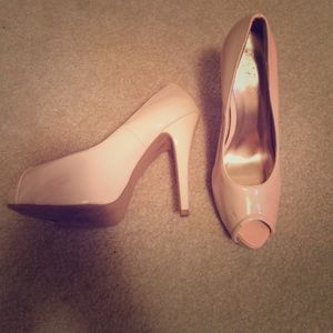 Gently worn nude open toe heels