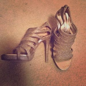 Gold sparkly heels