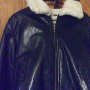 black leather coat
