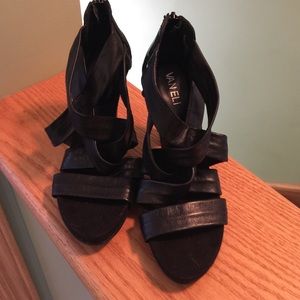 Black leather upper shoes