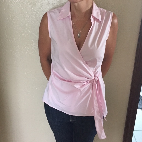 Express Tops - Pink express side tie blouse