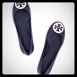 Tory Burch black/gold Reva flats