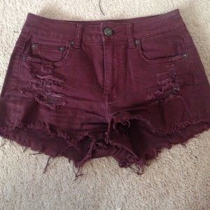 maroon high waisted festival shorts