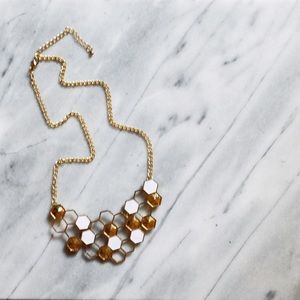 Gold and White Honeycomb Statement Necklace