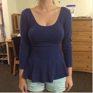 Blue Peplum Top