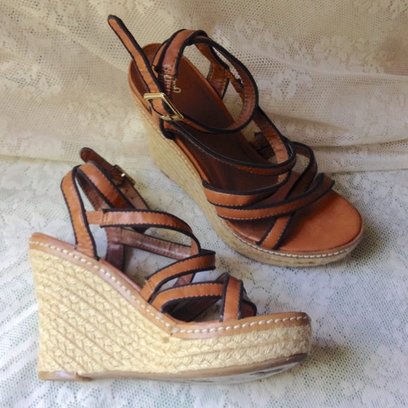 Brown strappy wedges