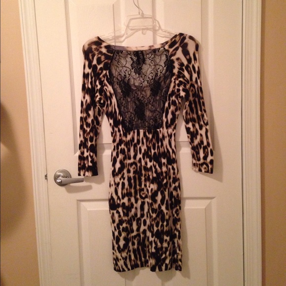 Guess leopard print lace back dress - Picture 2 of 2