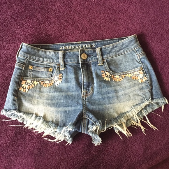 American Eagle Outfitters Jeweled Denim Shorts